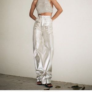 zara metallic jeans